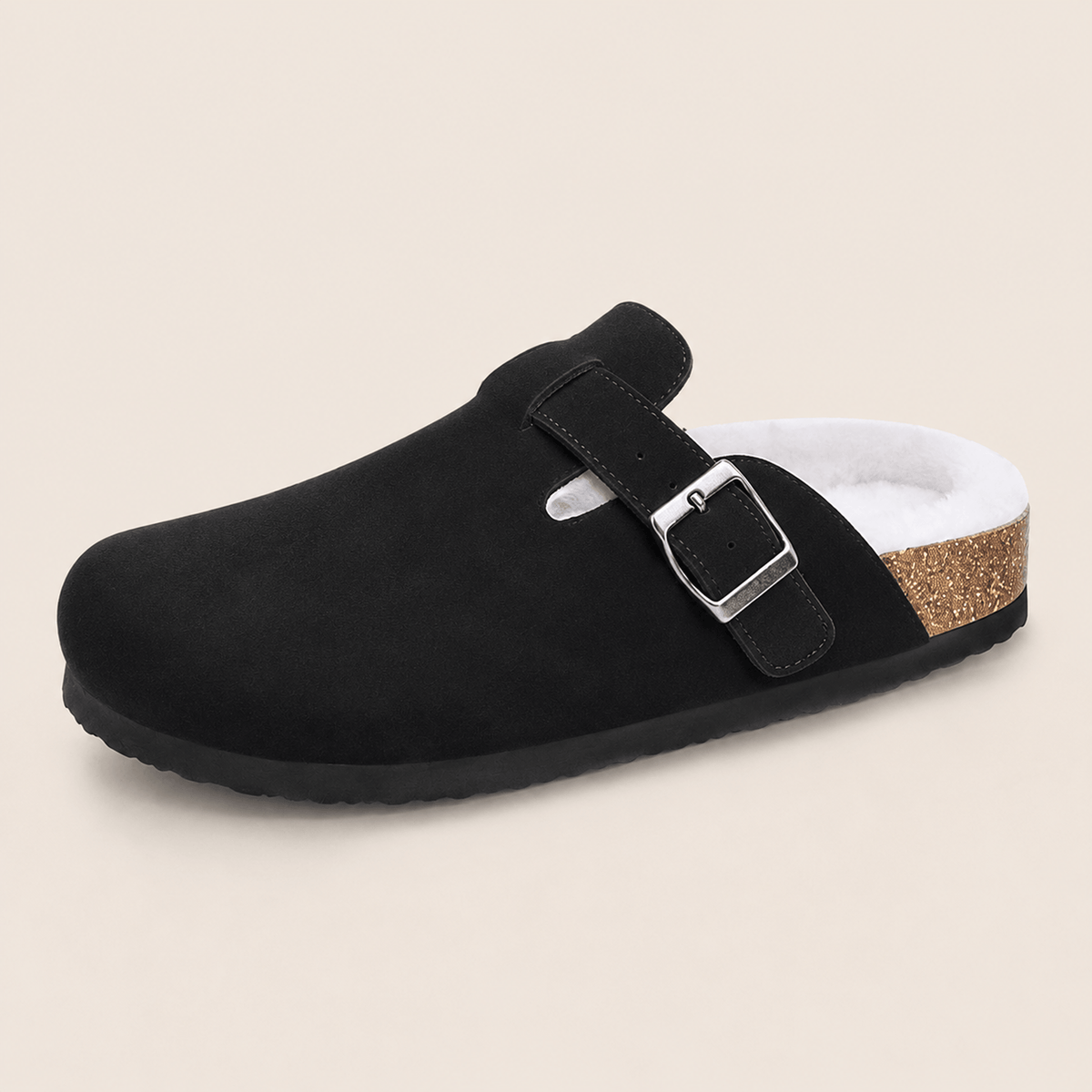Fur-lined Suede Clogs by