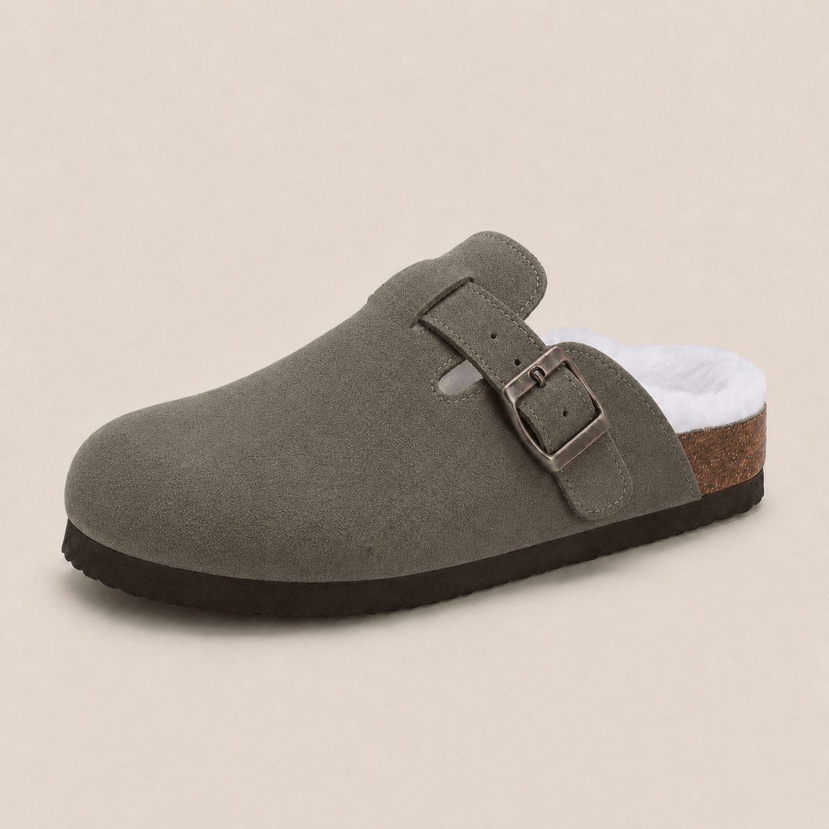 Fur-lined Suede Clogs by