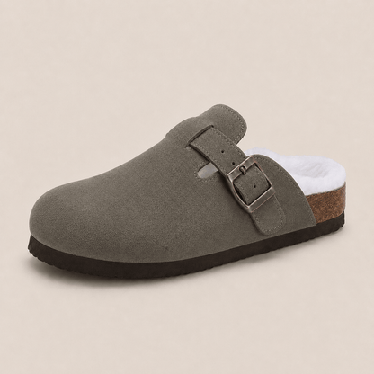 Fur-lined Suede Clogs by