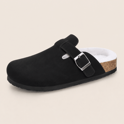 Fur-lined Suede Clogs by