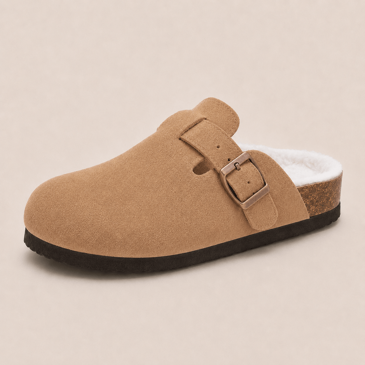 Fur-lined Suede Clogs by