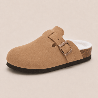 Fur-lined Suede Clogs by