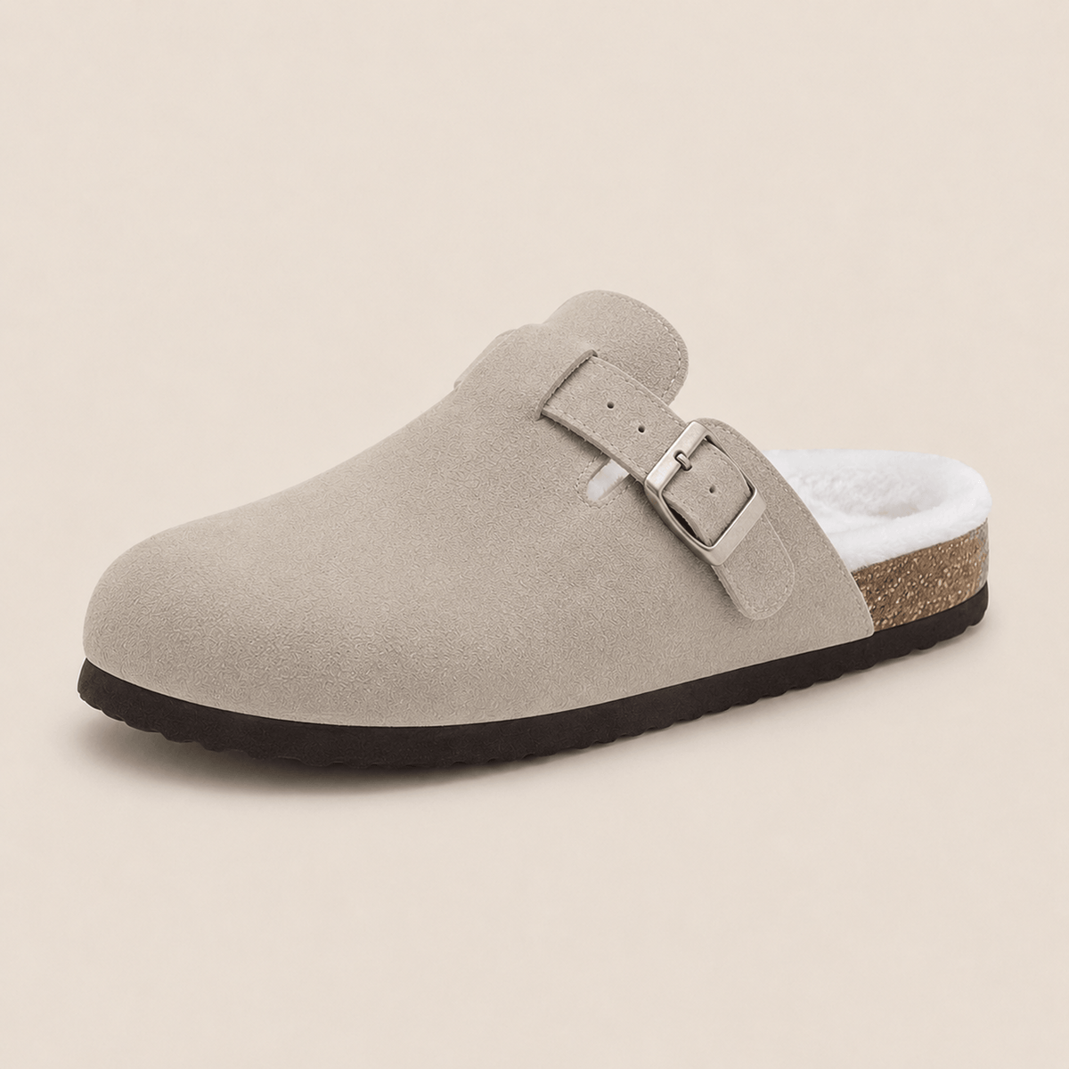 Fur-lined Suede Clogs by