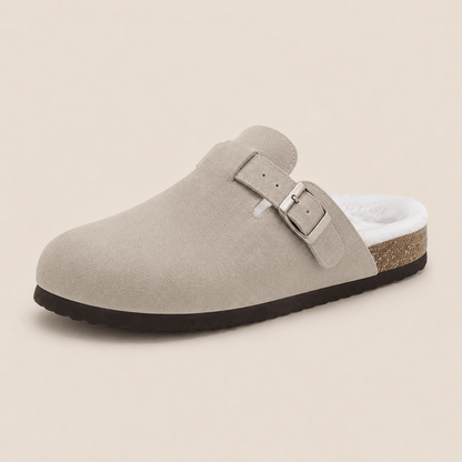 Fur-lined Suede Clogs by