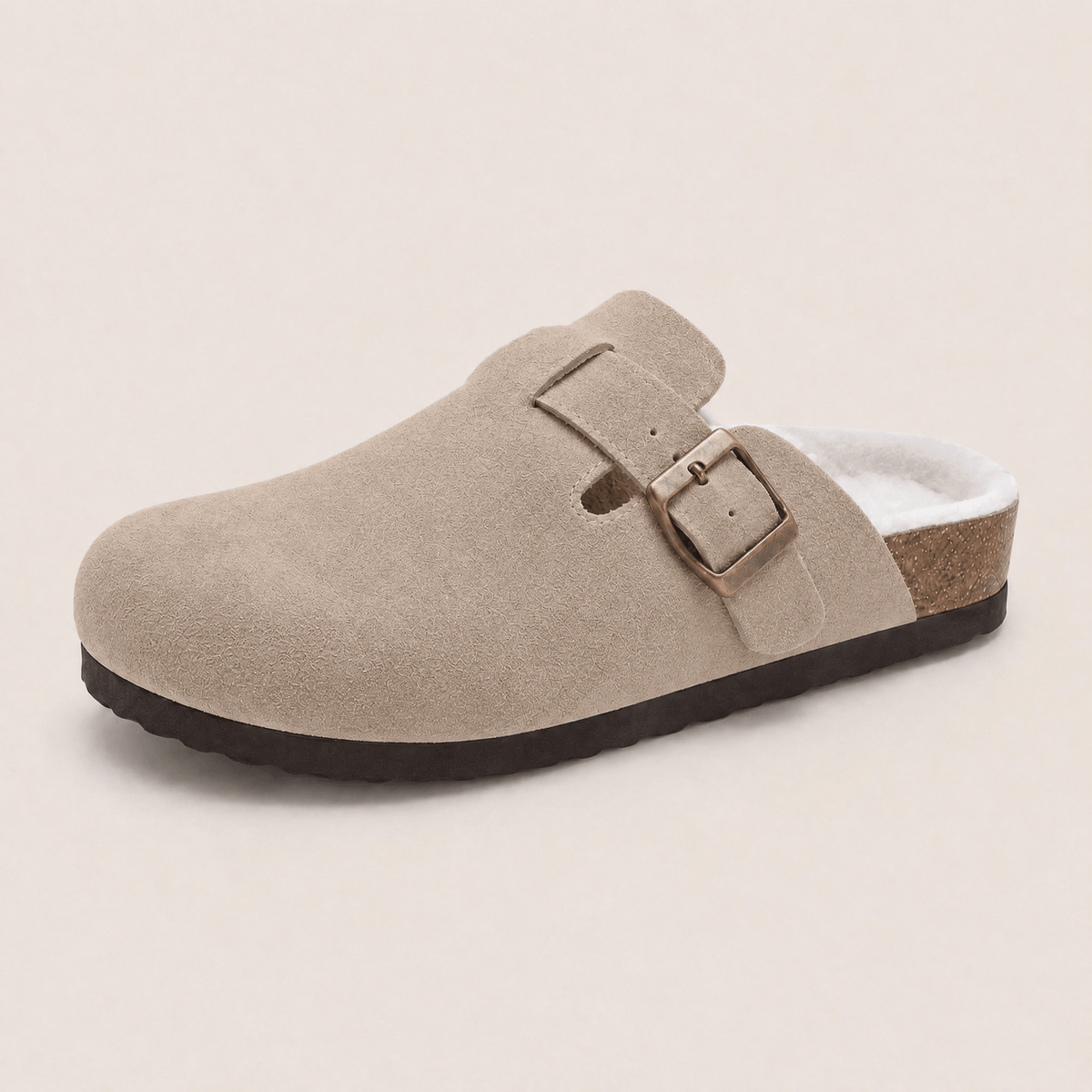 Fur-lined Suede Clogs by