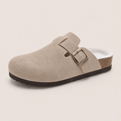 Fur-lined Suede Clogs by