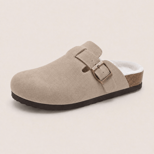 Fur-lined Suede Clogs by